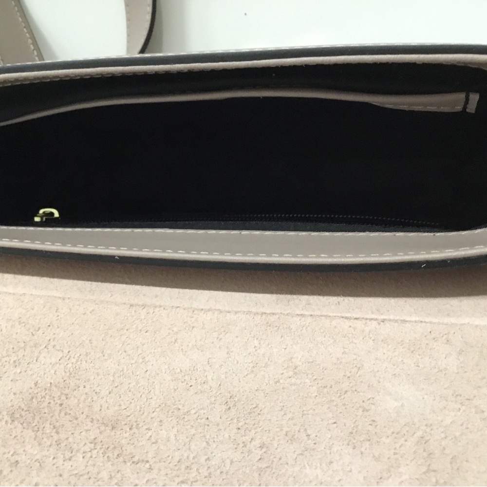 Taupe Crossbody Saddle Bag with Gold Hardware - Picture 11 of 12